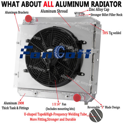 4Row Radiator Shroud Fan For 58-84 Toyota Land Cruiser FJ40 FJ45 3.9L/4.2L I6 AT