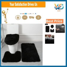Luxury Chenille Bathroom Rug Set - Non-Slip  Machine Washable, 3 Pieces