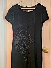 Vintage Jeffrey & Dara Size 8 Black Mini Dress Floral Beaded Velvet Party