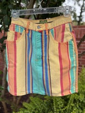 ESPRIT DE CORP Vintage 1990s Y2K EDC" Striped Denim Mini Skirt Size 5/6