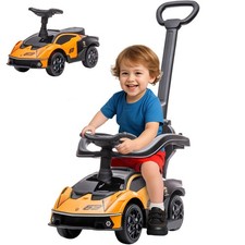 Aosom 2-in-1 Ride On Push Car Toddlers 1-3 Lamborghini Orange