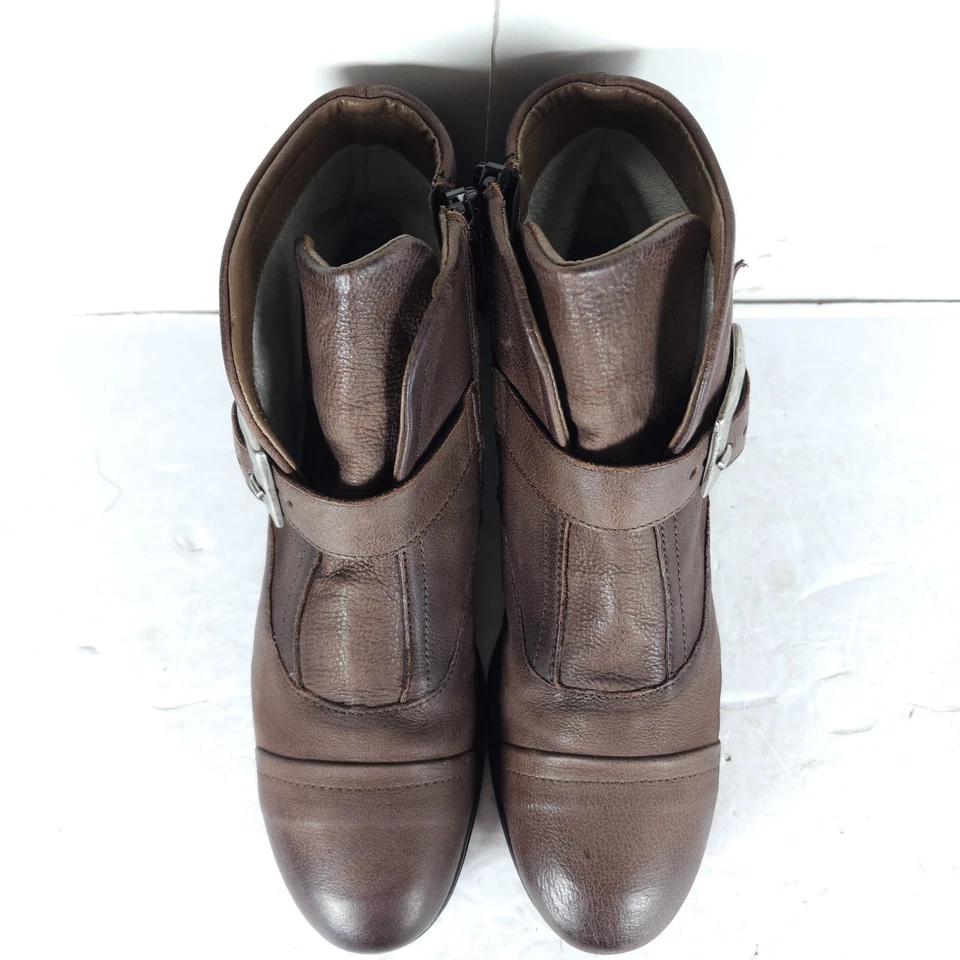 Botas de tornozelo femininas Miz Mooz Siggy US7,5 EU38 couro marrom espresso com zíper lateral - Imagem 4 de 4