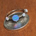 Vintage Sterling Silver Opal Ring Size 6.75 - Old Stock, Colorful Gemstones Blue