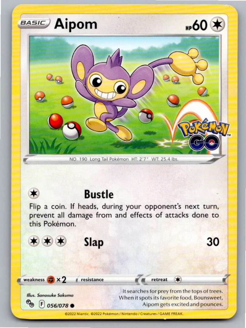 2022 POKEMON AIPOM POKEMON GO 056/078 C NM A95653 FREE S&H