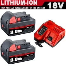 Battery For Milwaukee for M18 18V 8.0AH Extended Lithium 48-11-1890 / Charger