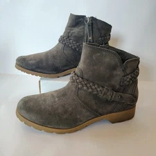 Teva DelaVina Brown Suede Ankle Boots 7 Braided Western Boho Cowgirl Waterproof 