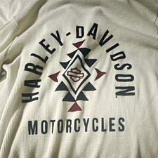 Harley-Davidson Women's 2X White Waffle Knit Pullover Hoodie Logo V-Neck