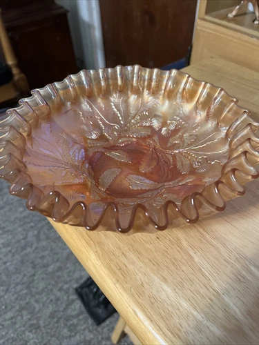 Vintage Fenton Marigold Carnival Glass Thistle Pattern Bowl 8 1/4" Wide