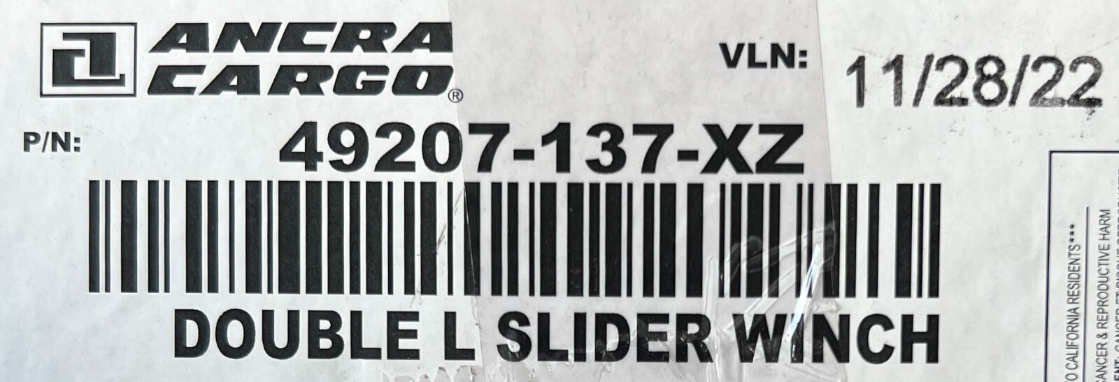 49207-137-XZ Genuine Ancra Black Ratchet Winch OEM - New