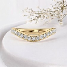 Bracelet de fiançailles diamant or cultivé en laboratoire taille ronde jaune ...