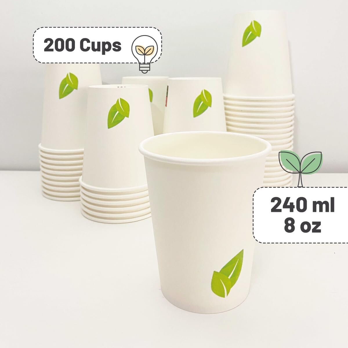 Bicchieri BIO 240 ml per bevande calde e fredde - carta monouso – Sun Coffee