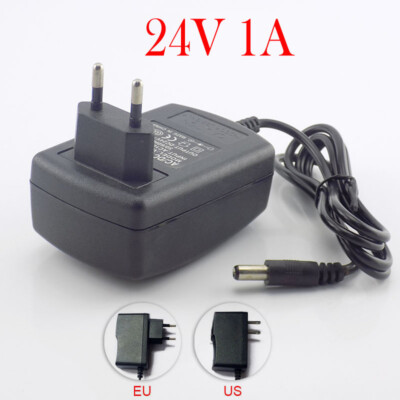 AC/DC 24V 1A Power Supply Adapter Transformer Wall Charger Plug For LED Light
