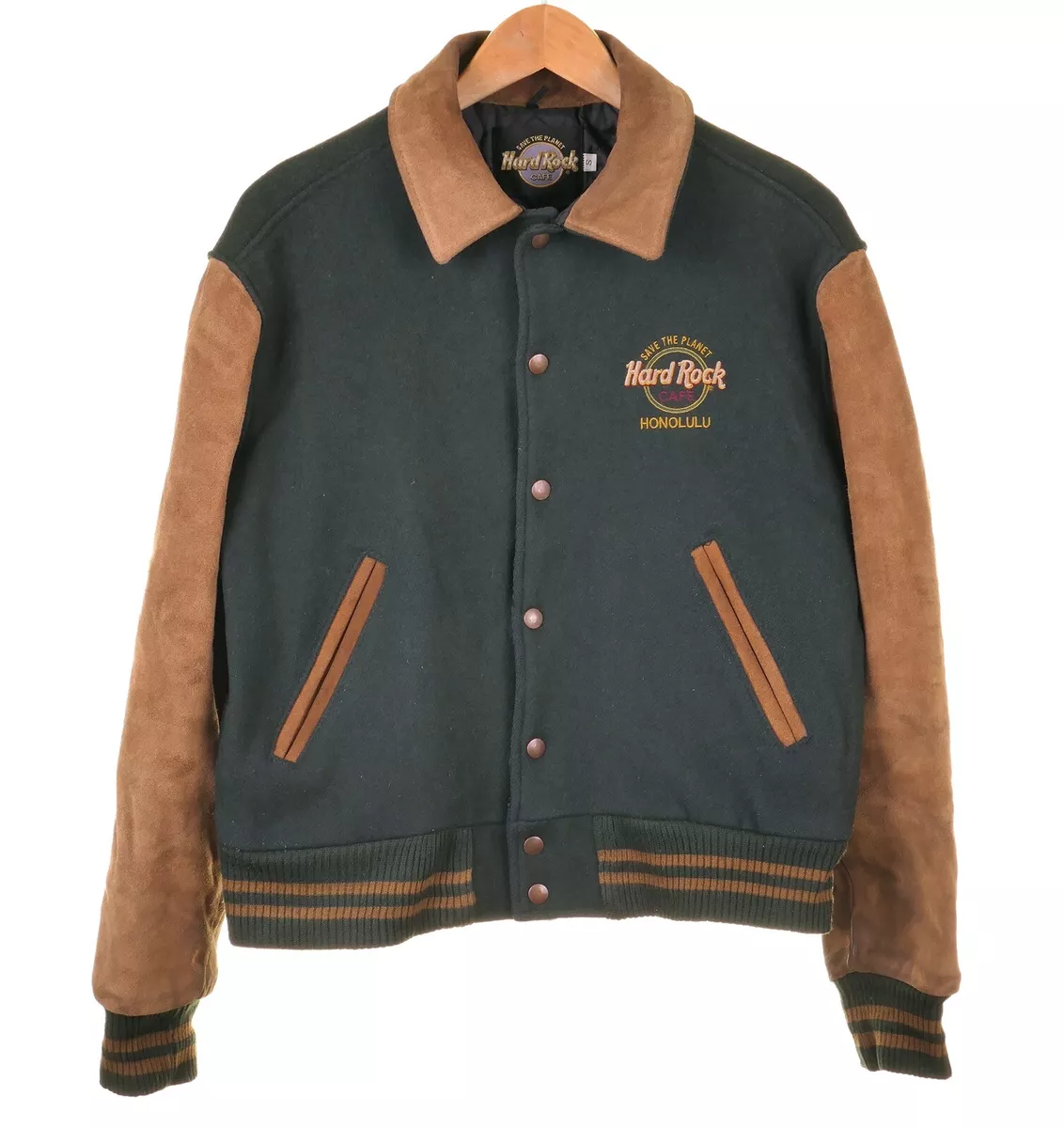 Hard Rock Cafe Honolulu Save the Planet Green Suede Letterman