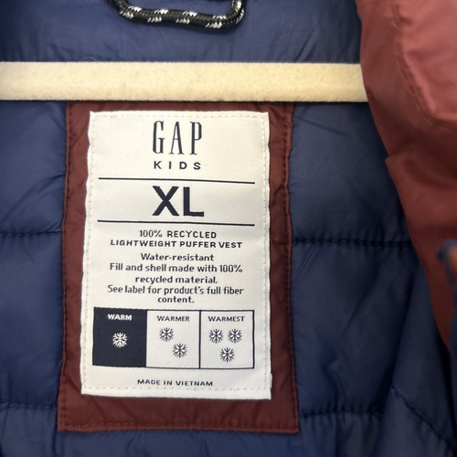 GAP Kids Unisex Boys Girls Black Red Water Resistant Puffer Vest XL 12 Lot Of 2 - Picture 3 of 19