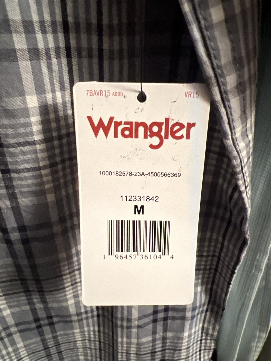 M Men's Wrangler Long Sleeve Button Down Epic Soft Medium Plaid