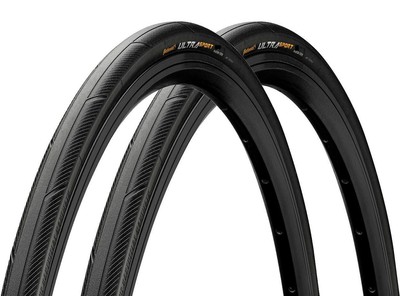 Continental Ultra Sport 3 Black/Black 700X28C Fb Road Clincher Tire Set O_