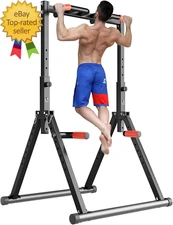 Foldable Power Tower Pull up Bar Dip Station Adjustable Multifunction Workout