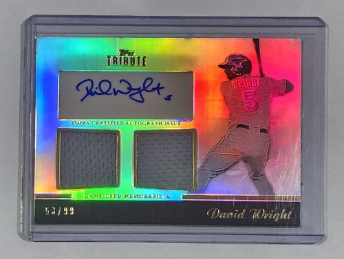 2011 Topps Tribute DAVID WRIGHT Dual Relics AUTOGRAPH #'d /99 Card #TADR-DW - Picture 6 of 6