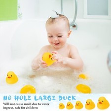 Junkin 5 Pcs Bath Ducks Yellow Rubber Duck without Hole Bath Toy Waterproof No N