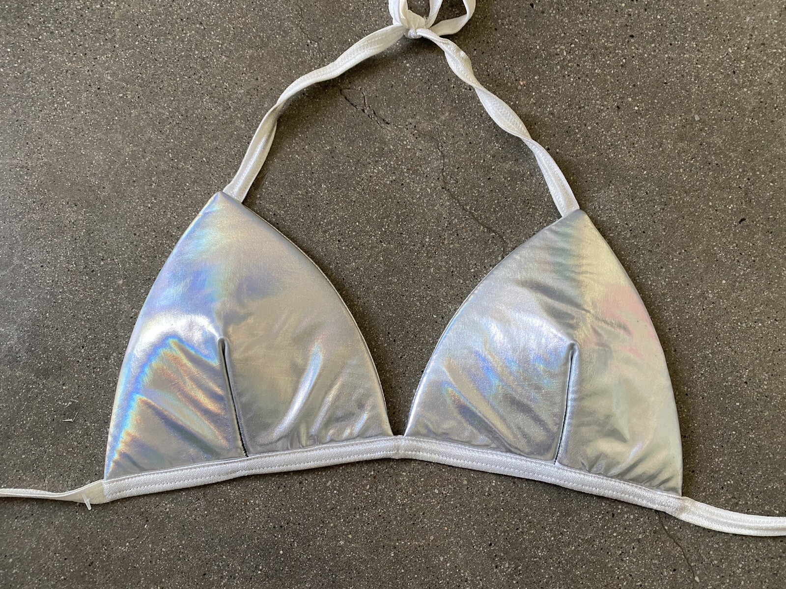Silver Iridescent triangle string bikini top wome… - image 2