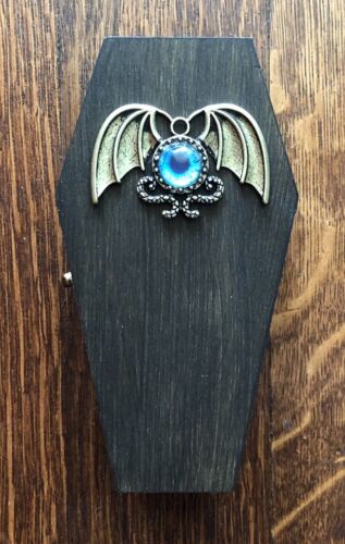 Anillo de ataúd inspirado de colección caja de joyería madera dragón gótico victoriano - Imagen 2 de 5