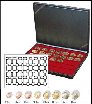 LINDNER 2364-2956E Nera M Coin Case Red EURO Course Coin Sets