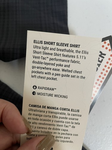 511 TACTICAL SERIES uomo ELLIS spilla striscia VENT TAC manica corta bottone a pressione S - Foto 6 di 6