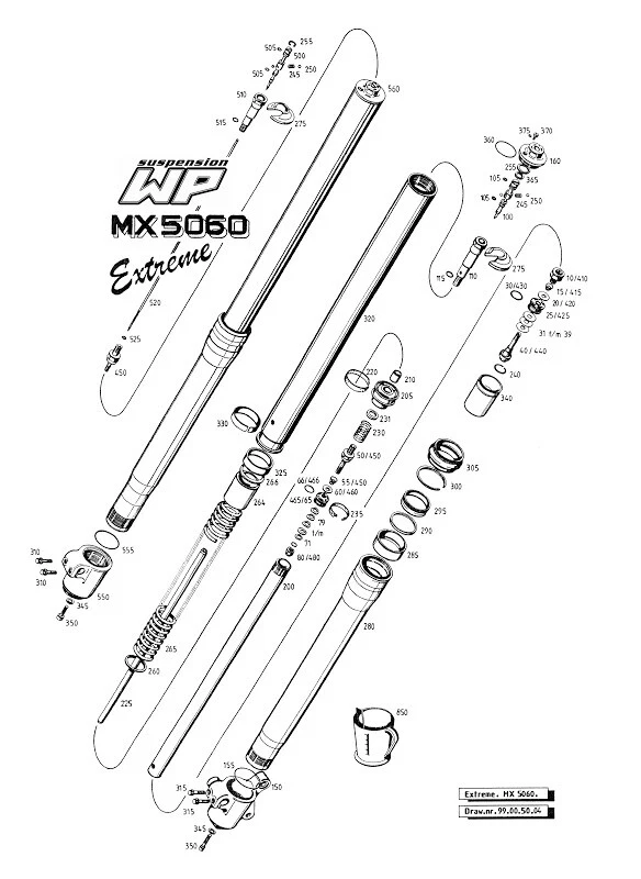 Kit de revisión de horquilla KTM 640 LC4 1999 WP50 Extreme MX 5060 50 mm sellos casquillos Foto 3 de 4