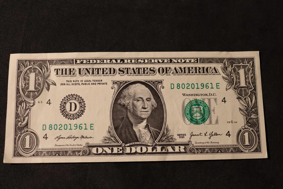 ONE DOLLAR FANCY BIRTHDAY/ANNIVERSARY NOTE [AUG 20, 1961]  SN # D 80201961 E - Image 2 of 3