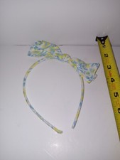 Girls Hair Headband With Bow Blue Yellow Floral Flowers