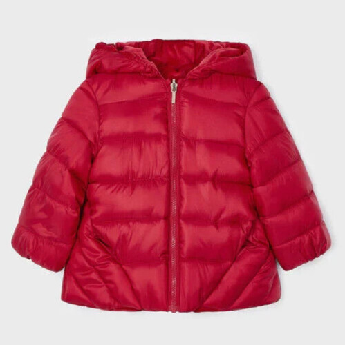 MAYORAL Infantil Rojo Reversible Cremallera Completa Capucha Puffer Chaqueta Edad 24 Meses NUEVO