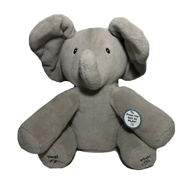 Baby GUND Flappy The Elephant 12â Plush Plays Peek-A-Boo And Sings Ears Hang Low | eBay