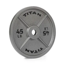 Titan Fitness 45 LB Cast Iron Olympic Plate, Sold Individually, Classic Plates