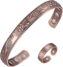 Pure Copper Magnetic Bracelet  Ring Set 3500 Gauss Magnets Jewelry Women Gift