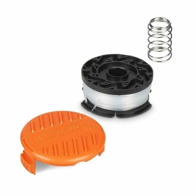 Trimmer Spools 3 Packs & Cap & Spring Replacement For Black Decker Cap Part Set