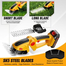 Handheld Electric Cordless Hedge Trimmer Grass Shear Bush Trimmer w/ 2x Battery