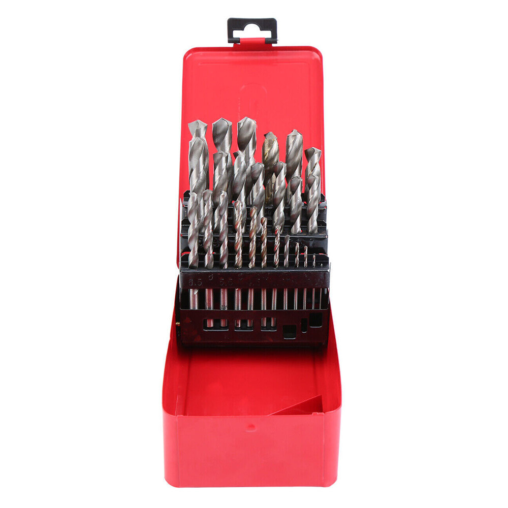 25 PIECE HIGH SPEED STEEL HSS DRILL BIT SET METAL INDEX BOX METRIC 1MM