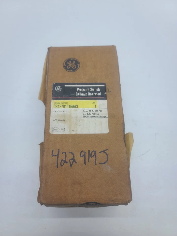 Interruptor de pressão GE OPERADO POR FOLE CAT#CR127B1016AA3 G18 - Imagem 2 de 4
