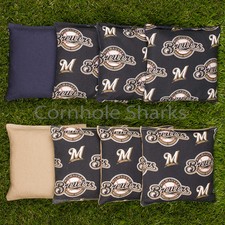 Cornhole Bean Bags Set of 8 ACA Regulation Bags Milwaukee Brewers Free Shipping