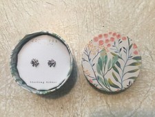 Contessa Di Capri TREE OF LIFE WHITE STONE Sterling Silver Earrings BOHEMIAN NEW