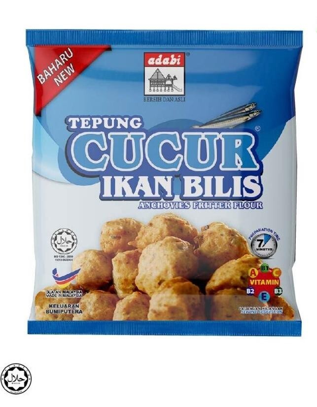 4x ADABI FLOUR FRITTER (LEMAK MANIS,CUCUR UDANG,BAWANG,  IKAN BILIS) 4 X 200G