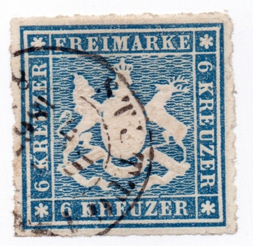 1865 - Germany Ancient States - Coat of Arms 6k. Light Blue Used