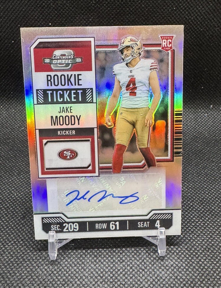 2023 Contenders Optic Jake Moody Rookie Ticket Silver Prizm Auto