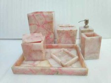Marble Bathroom Accessories Set pink Rose Quartz tissue box inlay Home Decor k2