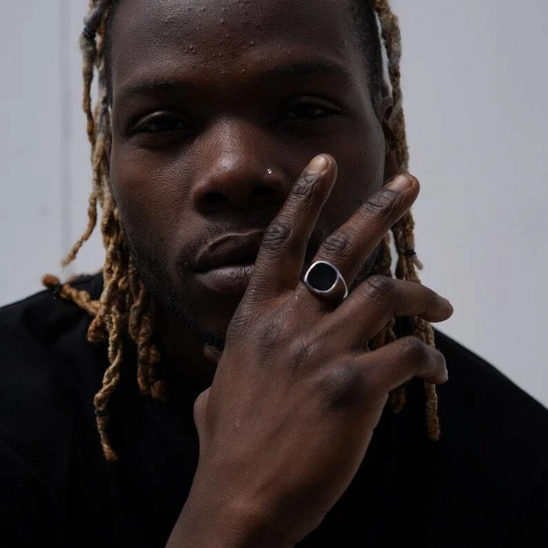 Anillo de sello de ónix negro anillo de plata de ley 925 anillo de sello meñique regalo para hombres Foto 3 de 3