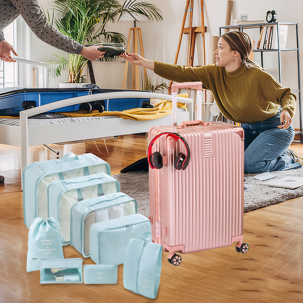 8 Pcs Packing Cubes Clothes Shoes Cosmetics Toiletries Storage Bags