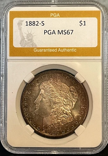 1882 S Morgan Silver Dollar Slabbed HIGH Grade Proof-Like Details TONED!