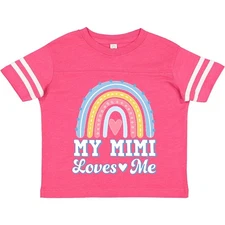 Inktastic My Mimi Loves Me Retro Rainbow Toddler T-Shirt From Grandkids Shower