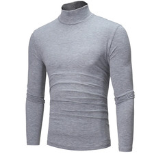 Men Roll Neck Cotton Lightweight Jumper T-Shirt Turtle Long Sleeve 50 OFF