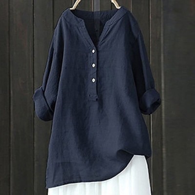Women Ladies Baggy Oversized Plus Size UK T-Shirt Blouse Cotton Linen Tunic Tops